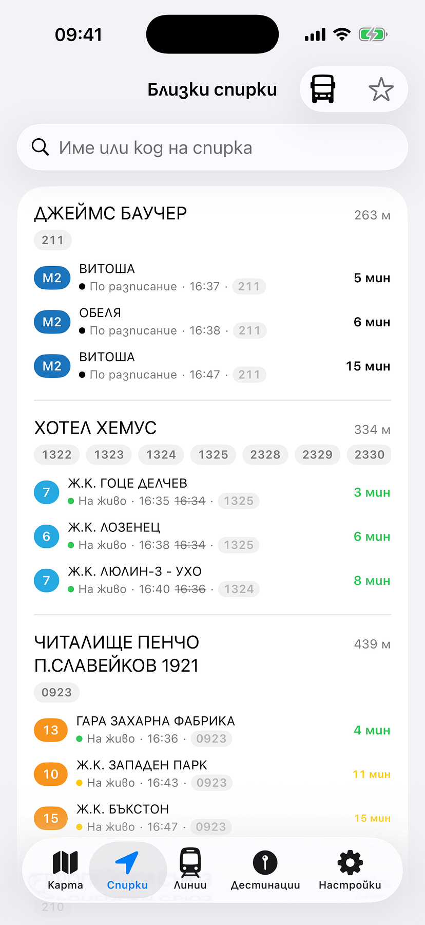 Metro departures list