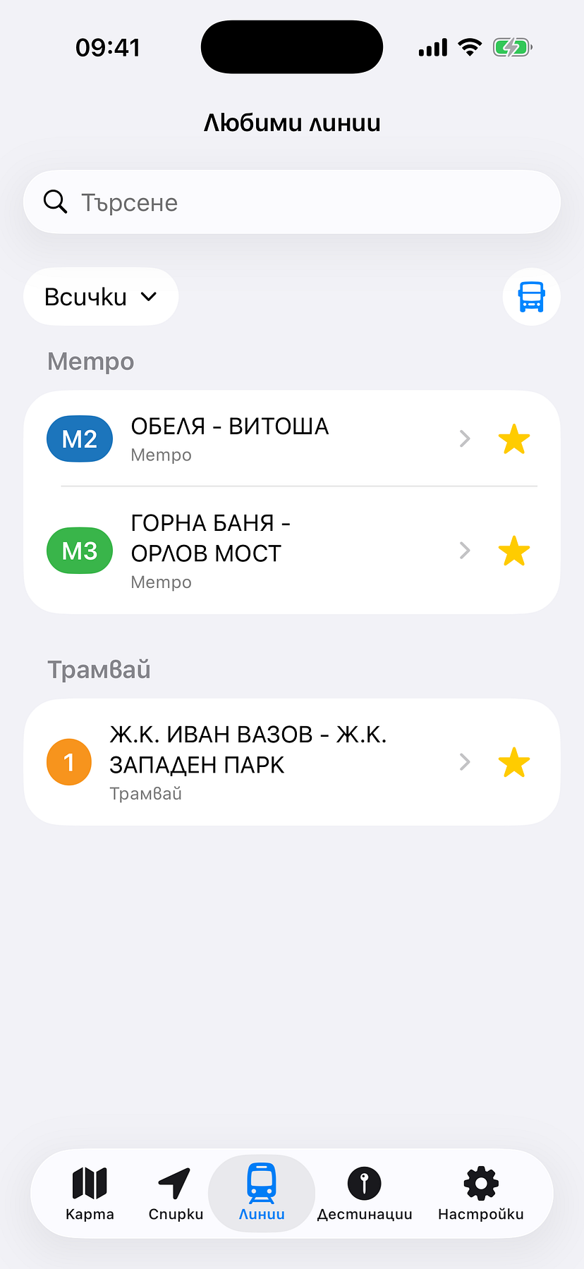 Favourite transit lines